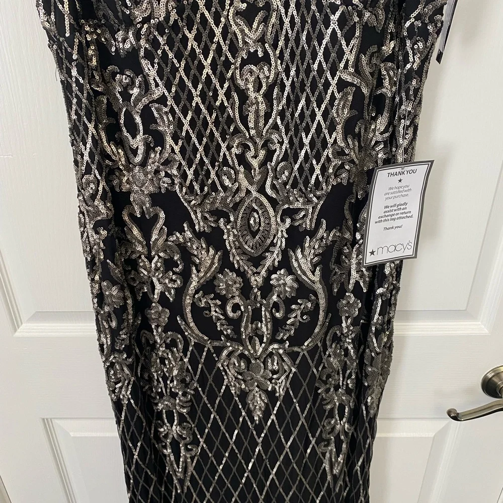 Gold Sequin Black Evening Gown - Picture 8 of 13